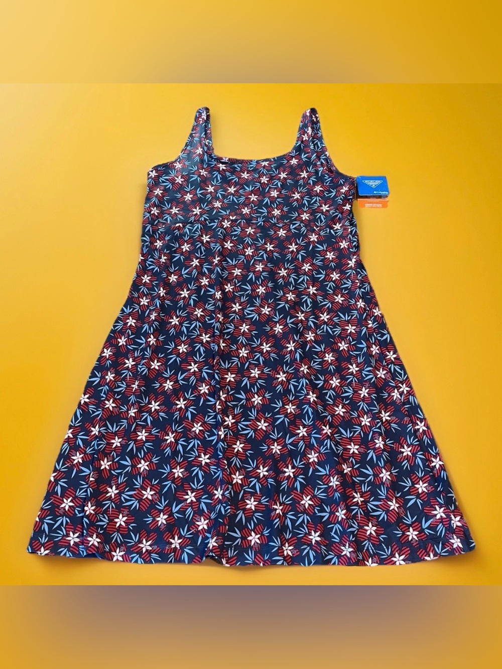 Columbia PFG Freezer III Dress Women's L NWT Navy Floral Omni-Freeze UPF 50
